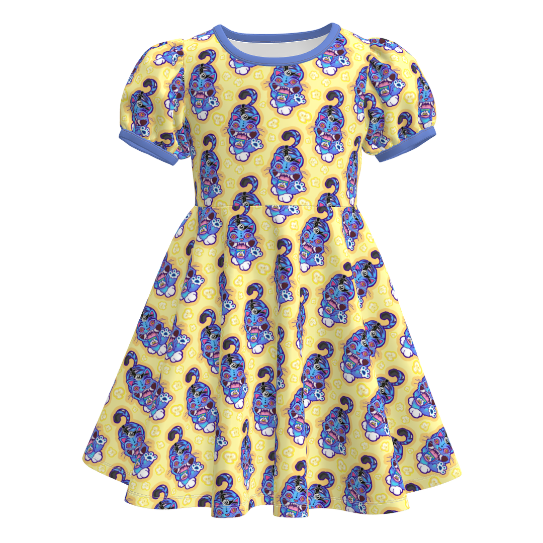 KDH K-pop inspired cute printed twirly dress for girls