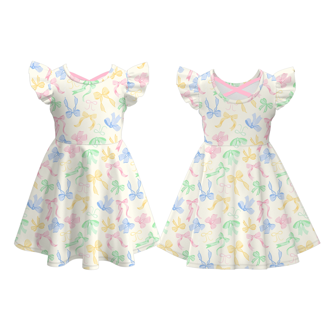 Easter bunny peeps printed cute twirl dress for girls