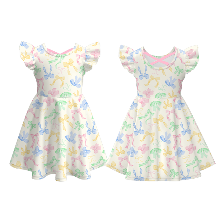Easter bunny peeps printed cute twirl dress for girls