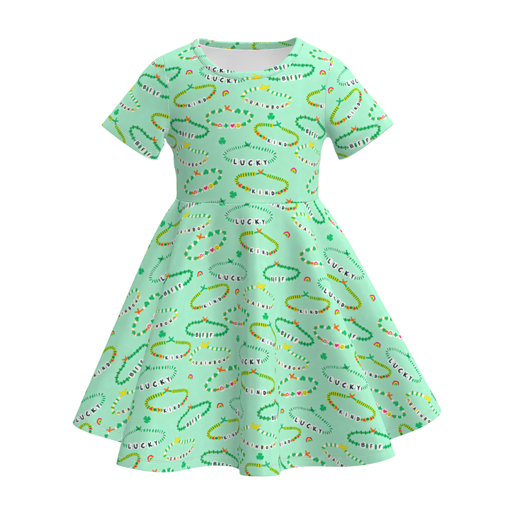 St. Patrick's Day clover all-over printed twirly dress