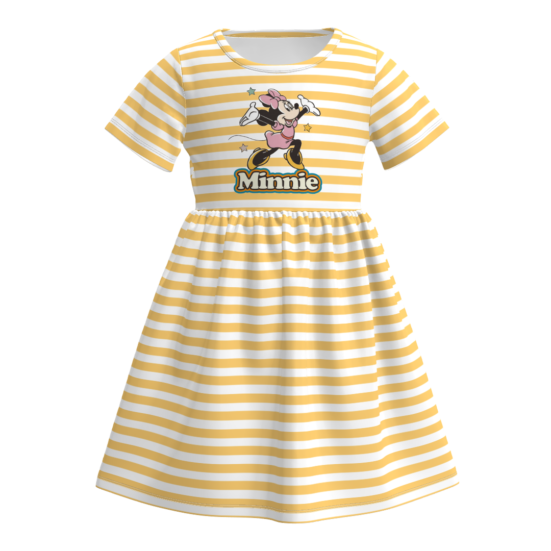 Girls cartoon cute printed short sleeve dress