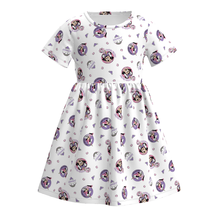 Girls cartoon cute printed short sleeve dress