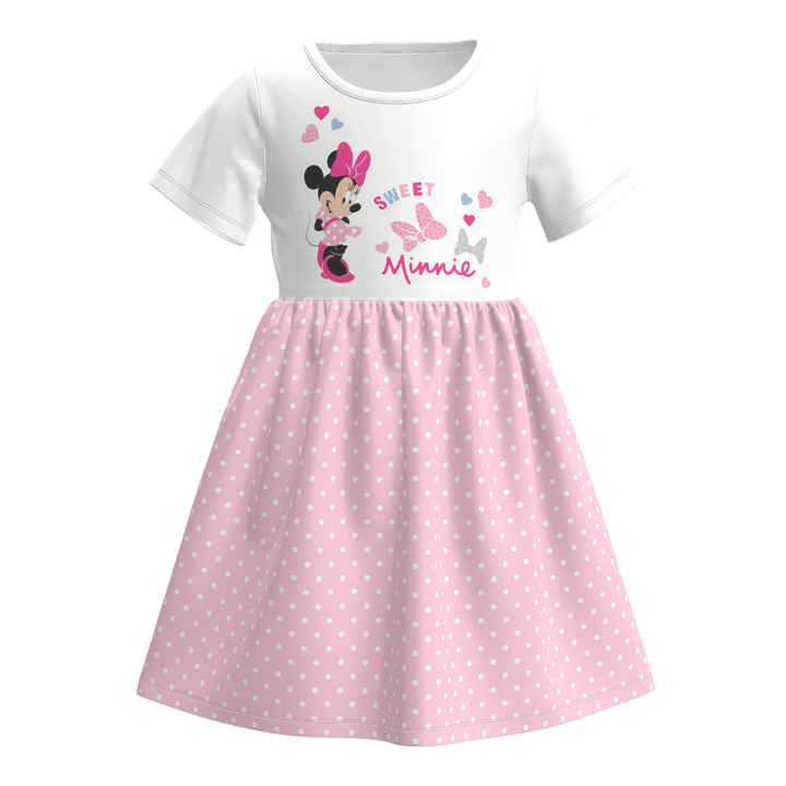 Girls cartoon cute printed short sleeve dress