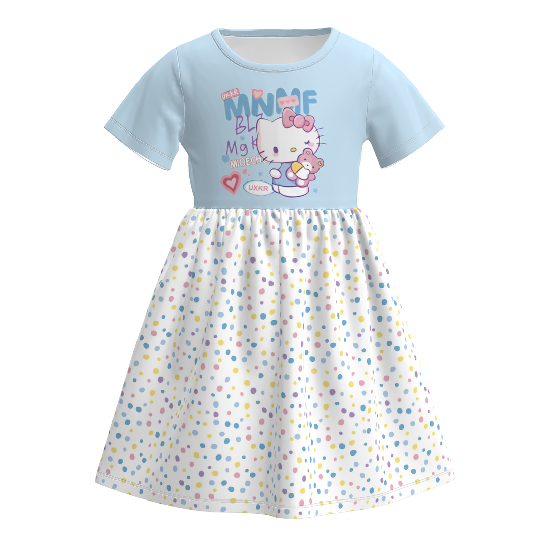 Girls cartoon cute printed short sleeve dress