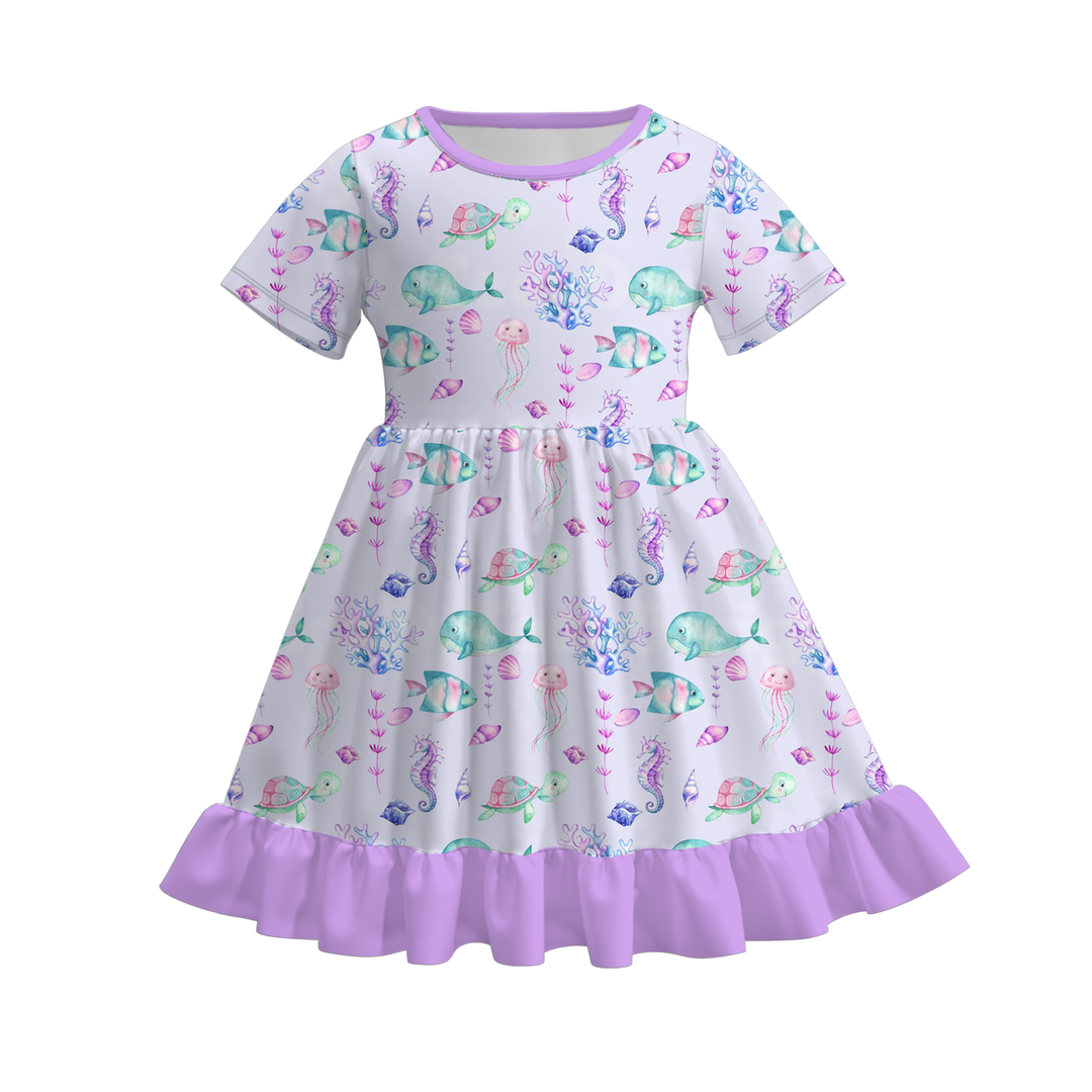 Deepsea dream seaside vibe twirl ruffle dress for girls