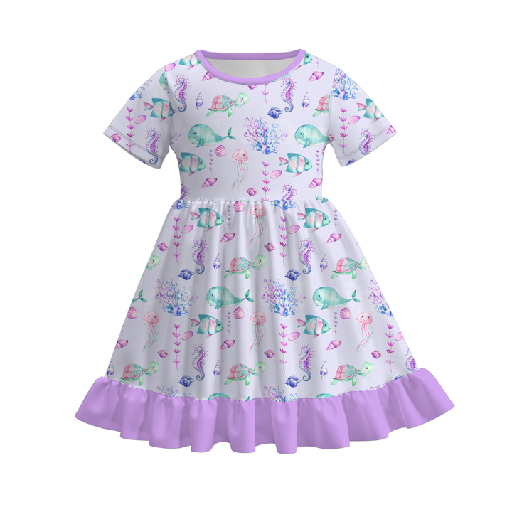 Deepsea dream seaside vibe twirl ruffle dress for girls
