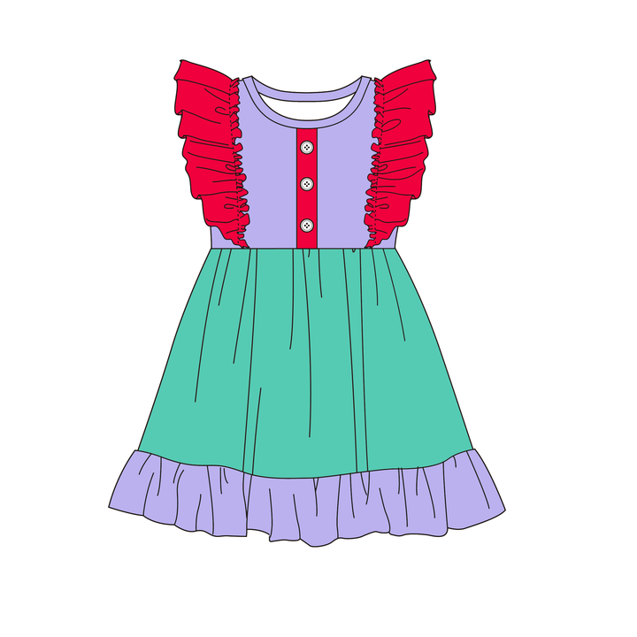 Girls princess inspired Color-blocked splicing dress