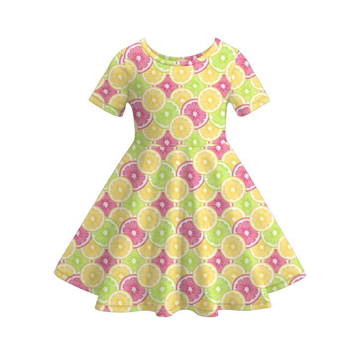 Fruit printed ruffle twirl dress Fruit party dress for girls