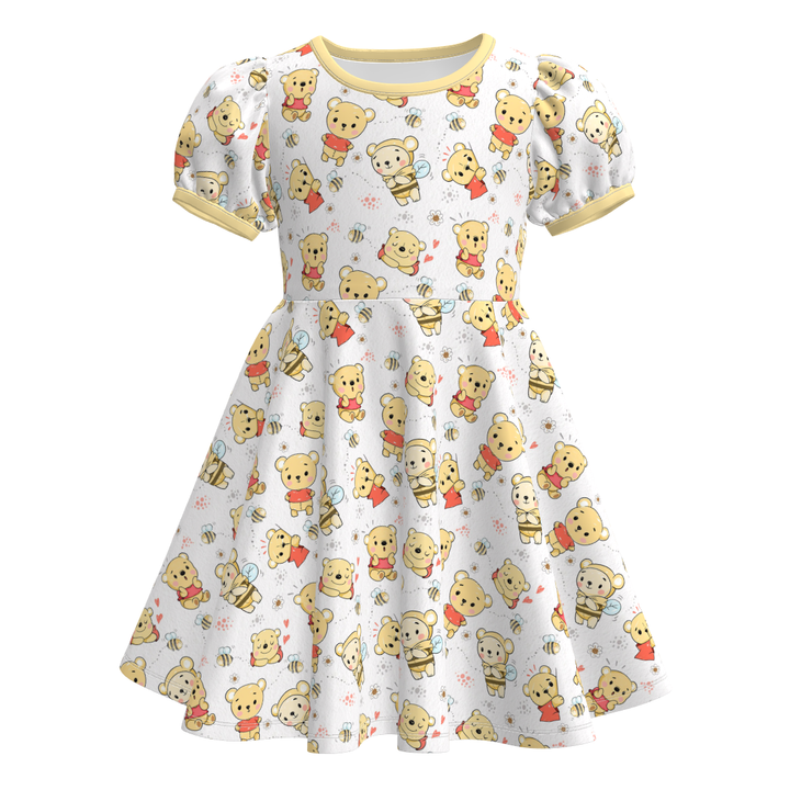 Girls' winnie the pooh printed summer dress sibling outfits
