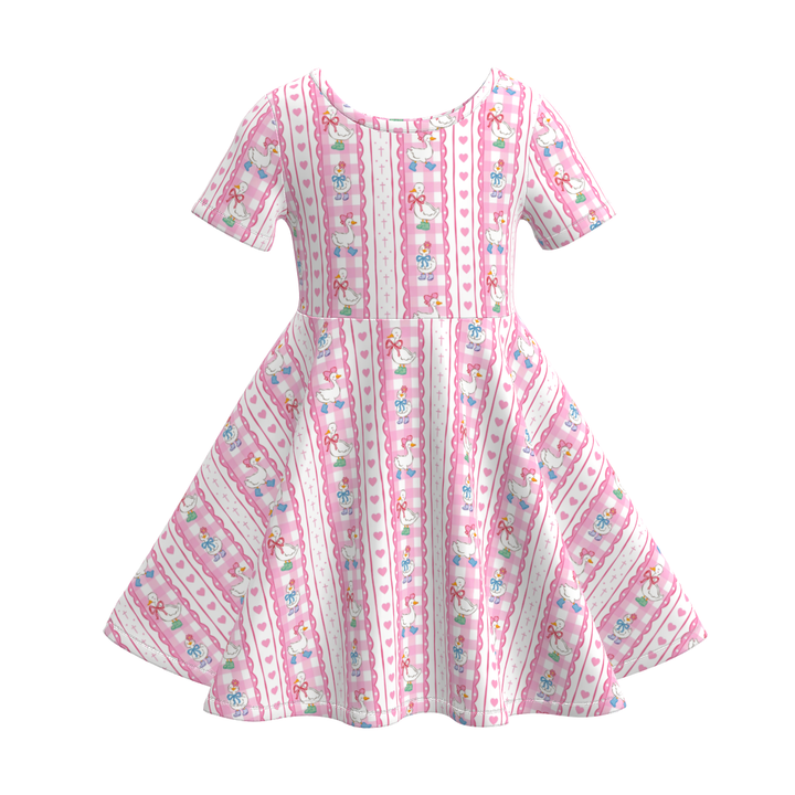 Girls short sleeved twirly dress for summer spring