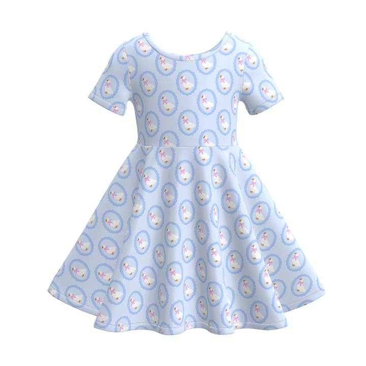 Girls short sleeved twirly dress for summer spring