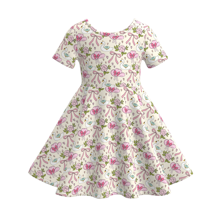 Girls short sleeved twirly dress for summer spring