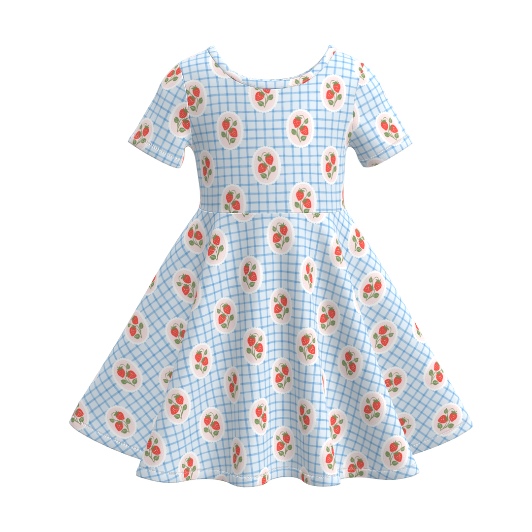 Girls short sleeved twirly dress for summer spring