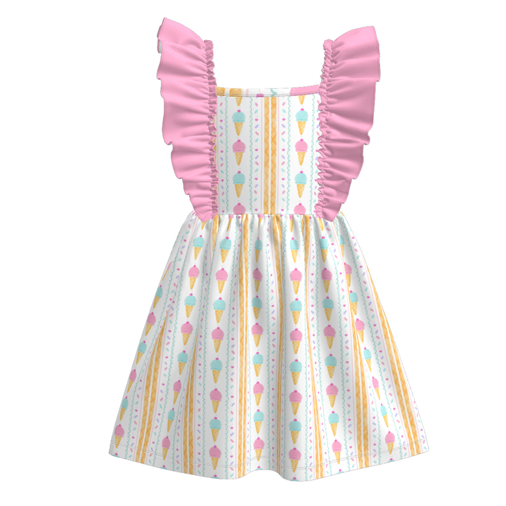 Girls' Sweet ice cream ruffle dress sibling outfits