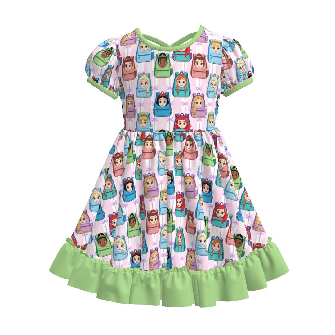 Back To School Girls short sleeved twirly dress