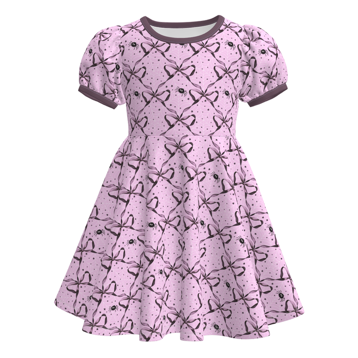 Girls Halloween evil pumpkin printed twirl ruffle dress