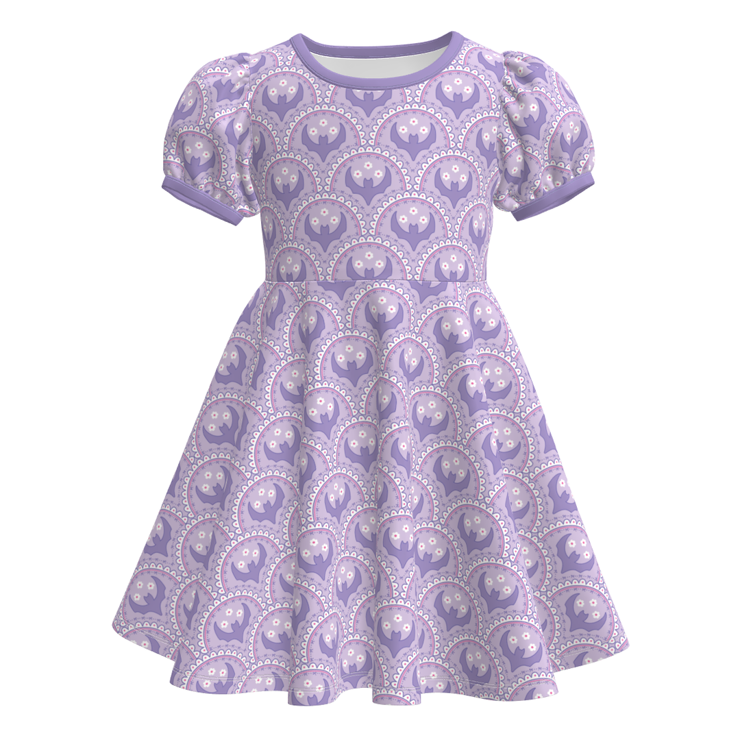 Girls Halloween evil pumpkin printed twirl ruffle dress