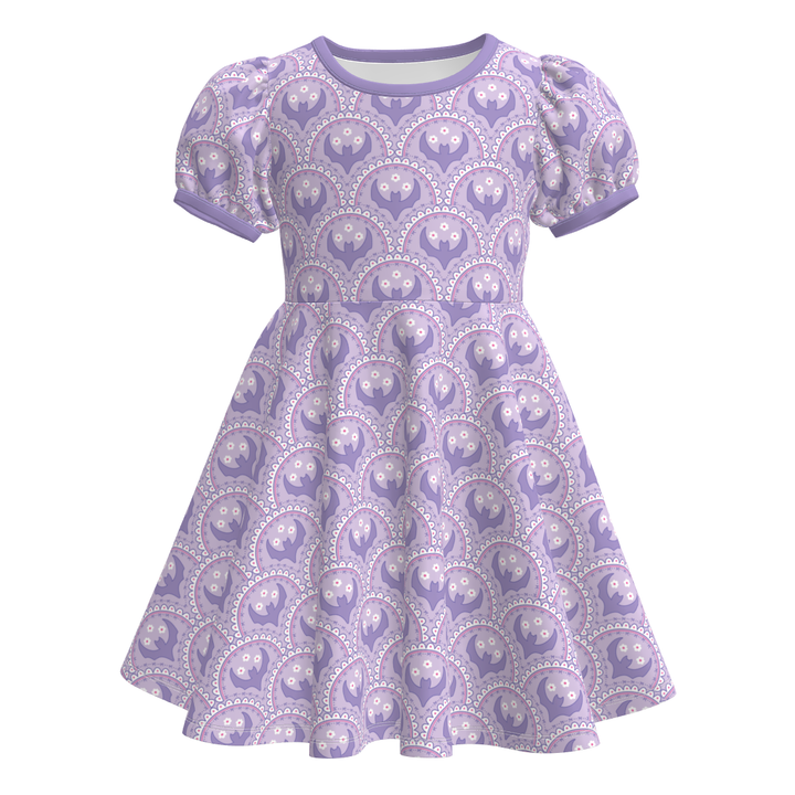 Girls Halloween evil pumpkin printed twirl ruffle dress