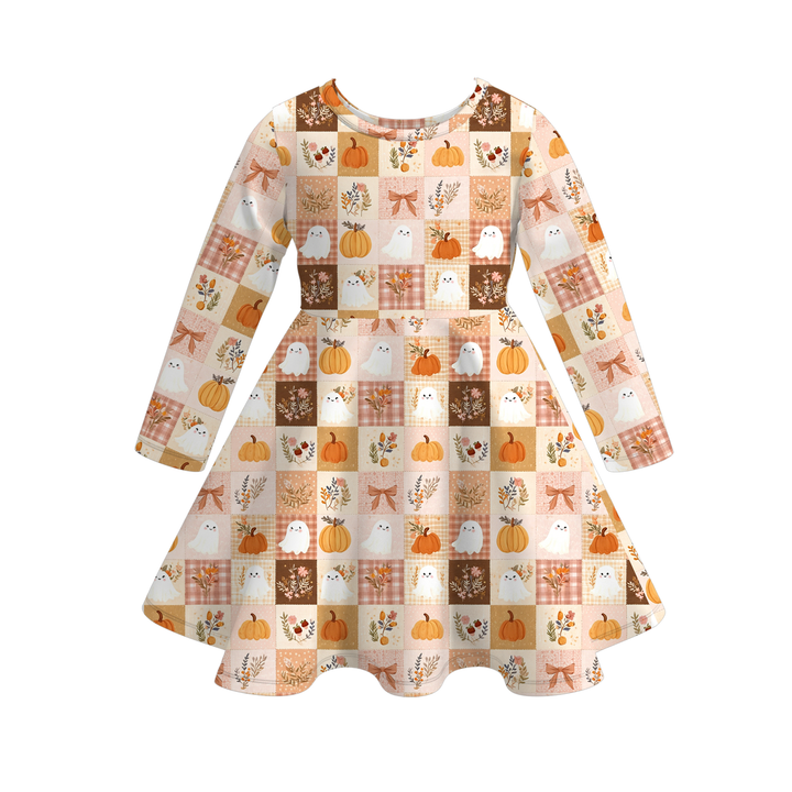 Pumpkin Season All-Over Printed Twirl Dress