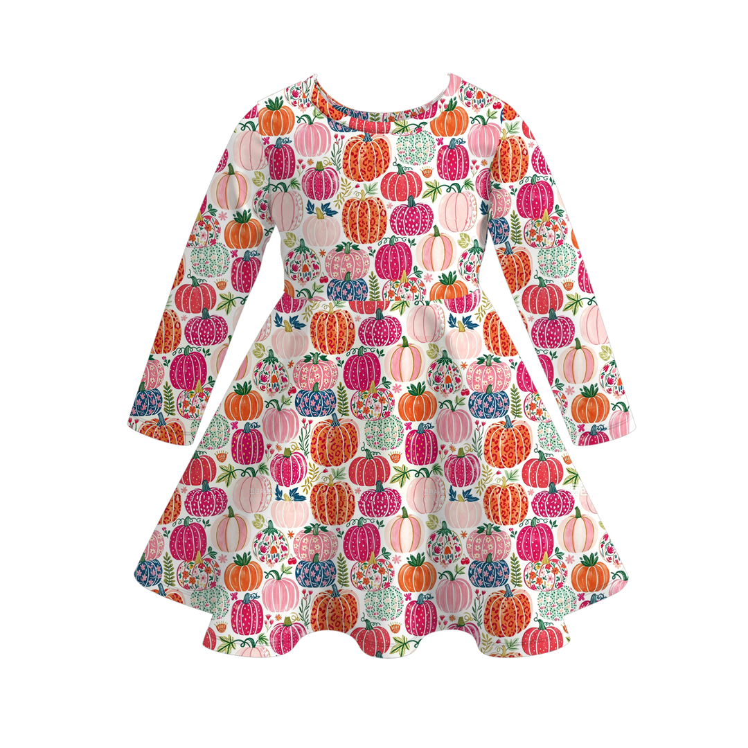 Pumpkin Season All-Over Printed Twirl Dress