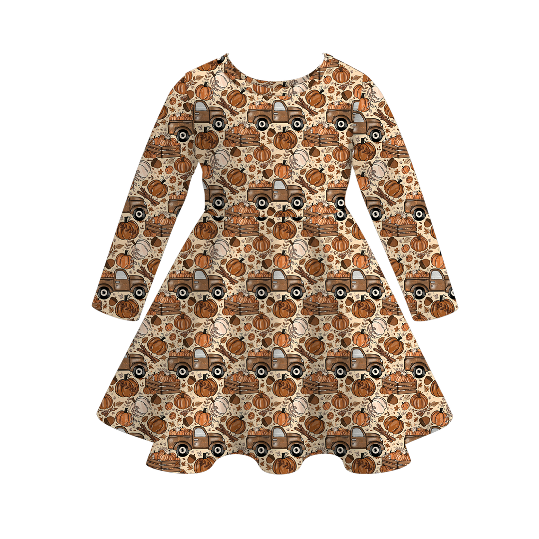 Pumpkin Season All-Over Printed Twirl Dress