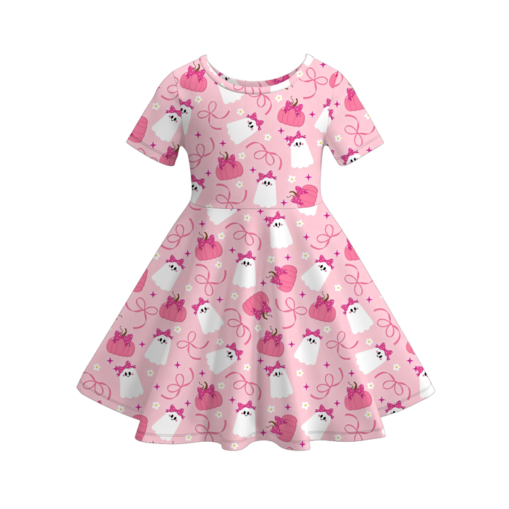 Halloween Cute Ghost All-Over Printed Twirl Dress