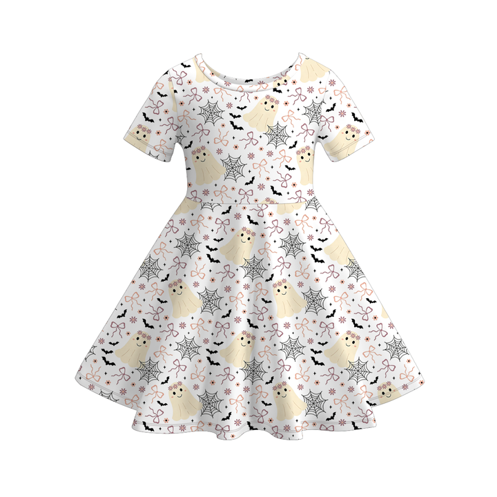 Halloween Cute Ghost All-Over Printed Twirl Dress