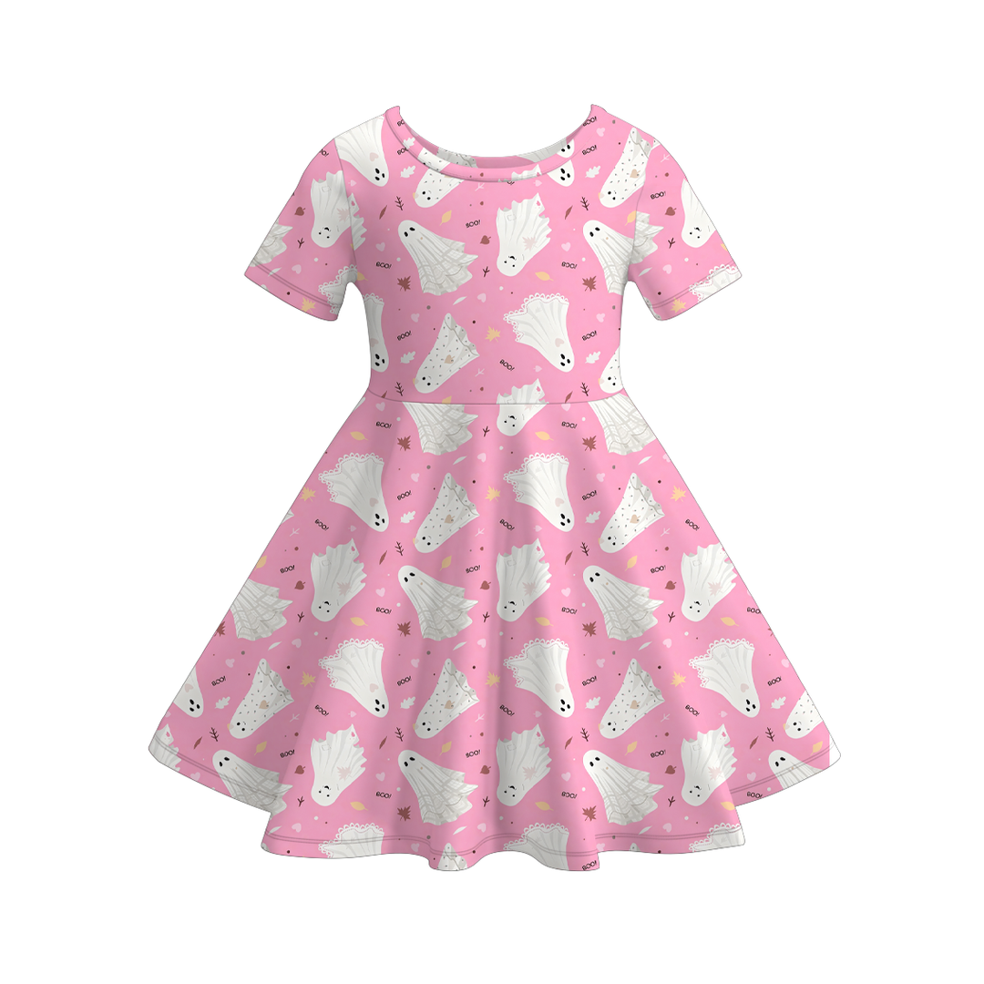 Halloween Cute Ghost All-Over Printed Twirl Dress