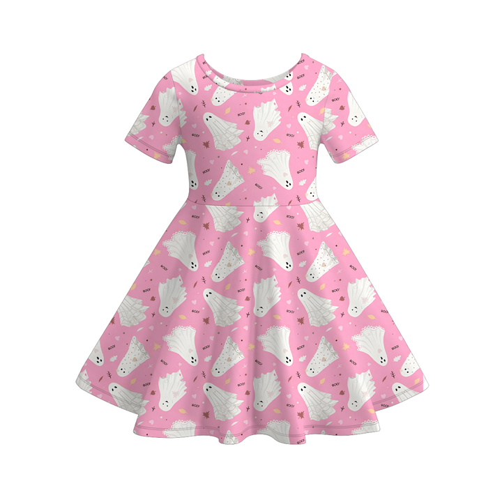 Halloween Cute Ghost All-Over Printed Twirl Dress