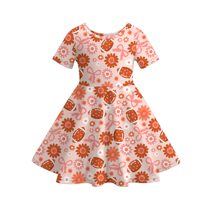 Cute Football All-Over Printed Twirl Dress