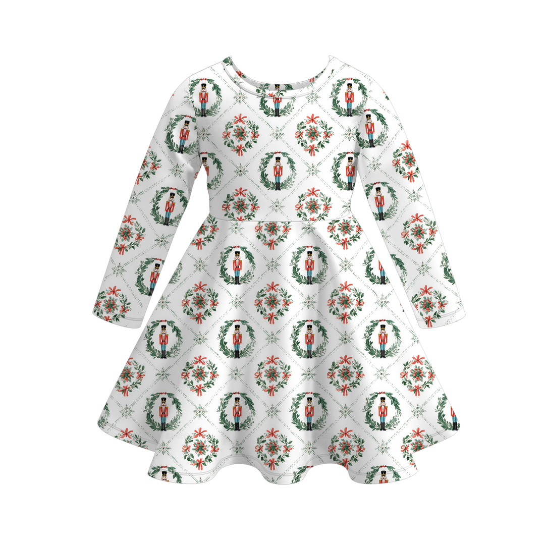 Christmas Cute Printed Long Sleeve Twirl Dress