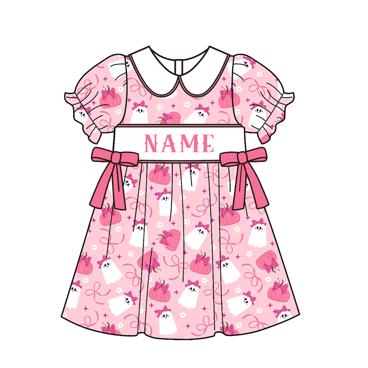 Personalized custom name Halloween Cute Ghost Embroidered Dress