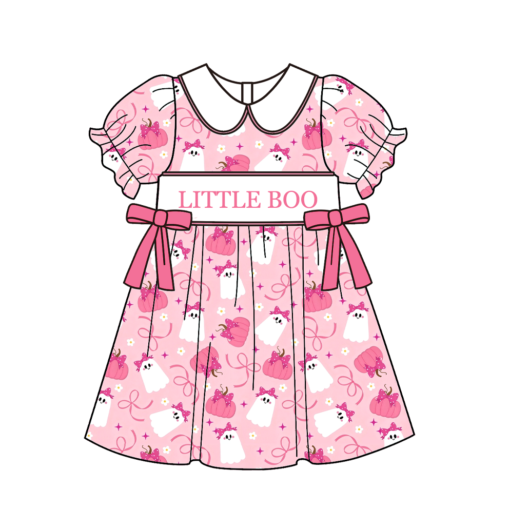 Personalized custom name Halloween Cute Ghost Embroidered Dress