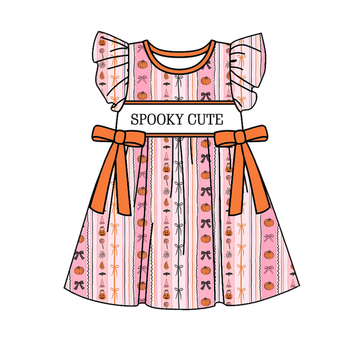 Halloween Spooky cute pink embroidery dress holiday sisters outfits