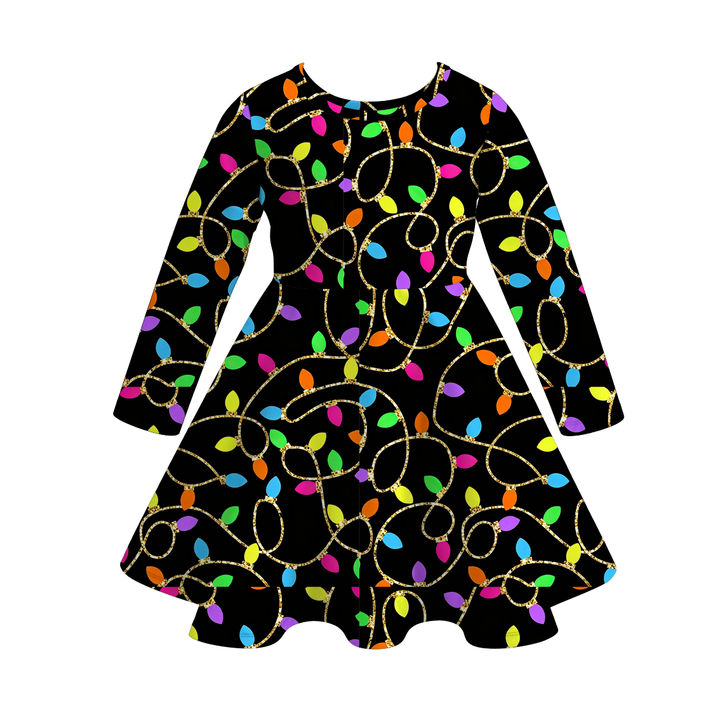 Christmas All-Over Printed Twirl Dress
