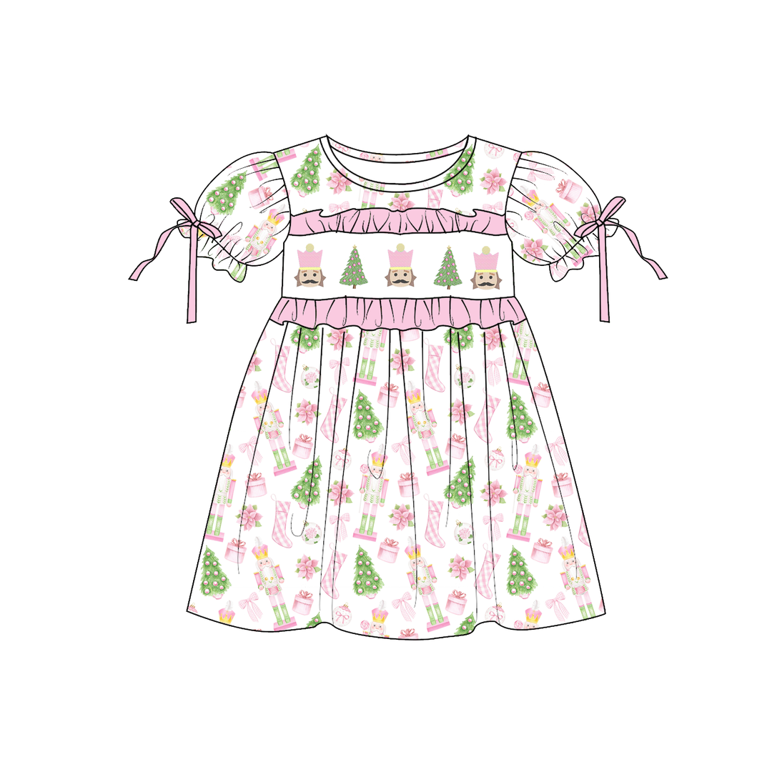 Personalized Christmas Nutcracker pink embroidery dress holiday sisters outfits