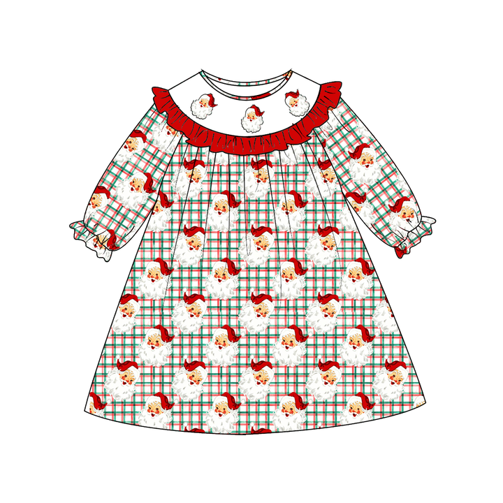 Personalized Embroidery Christmas Santa Claus Dress Sibling outfits