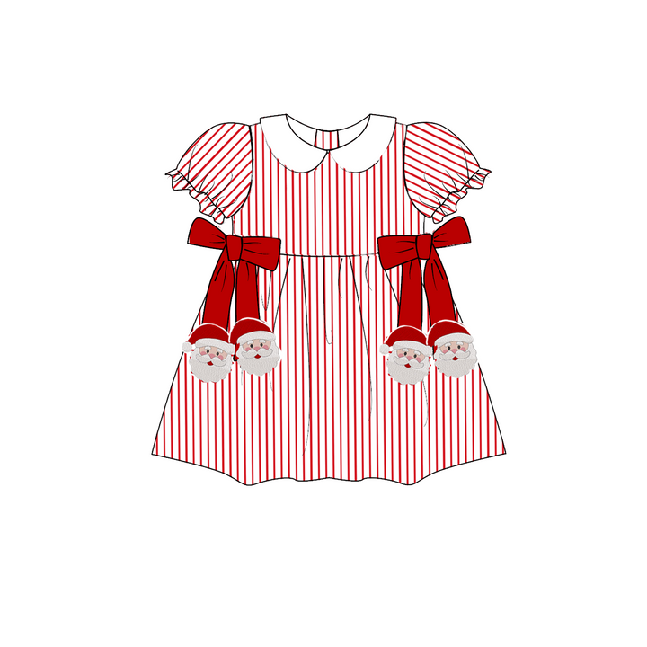 Christmas Red Stripe Santa Embroidery Sibling Matching Outfits Collection