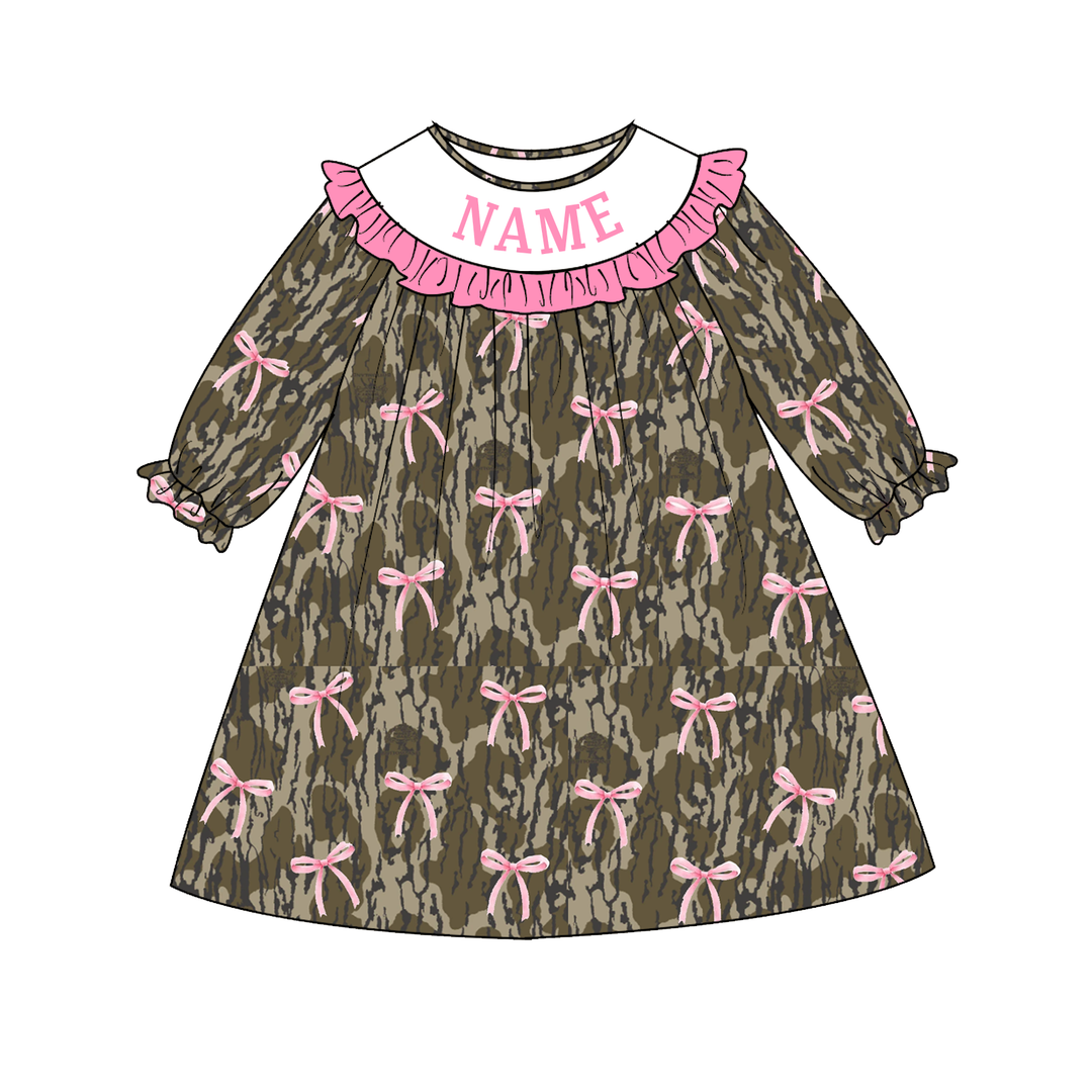 Personalized Custom Name Camo Bow Sibling Matching Outfits