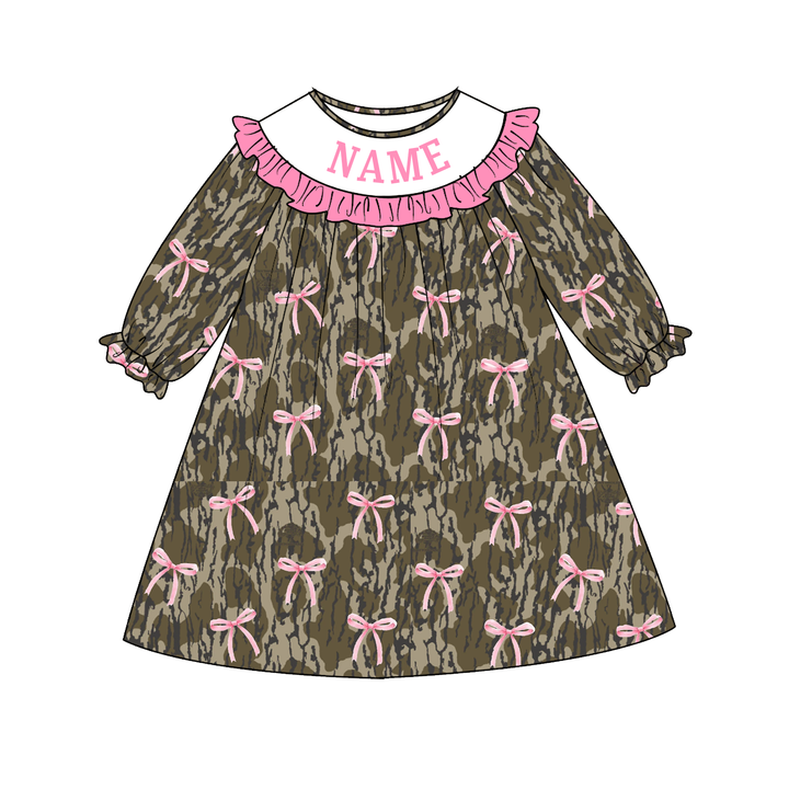 Personalized Custom Name Camo Bow Sibling Matching Outfits