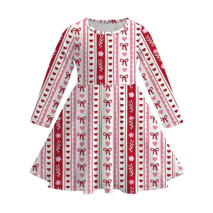 Girls Heart &amp; Stripe Print Dress jumpsuit for Valentine