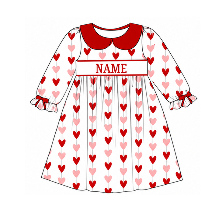 Personalized Valentine Red Heart Print Sibling Outfits