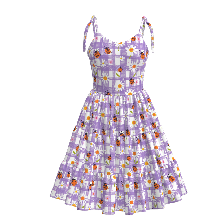 Women's summer Bow tie-up suspender splicing dress
