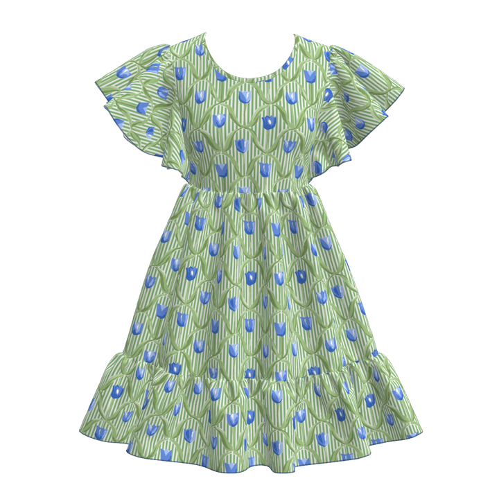 Women's ruffle sleeve summer dress