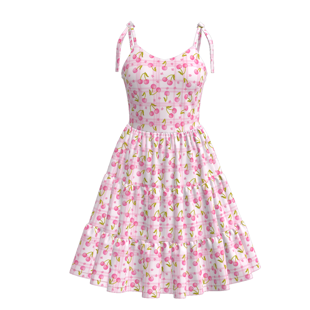 Women's summer Bow tie-up twirl dress