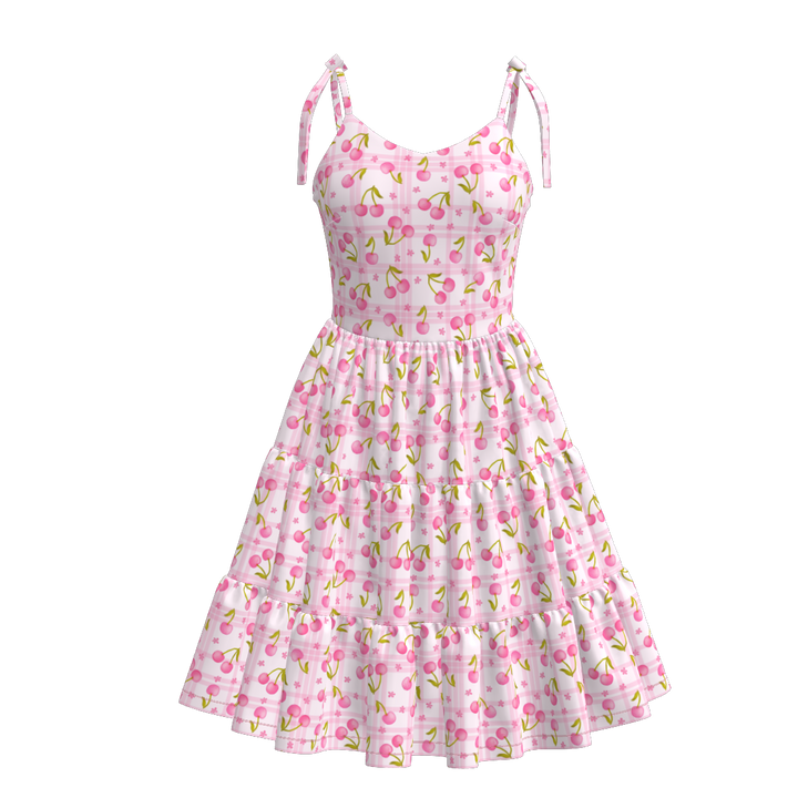 Women's summer Bow tie-up twirl dress