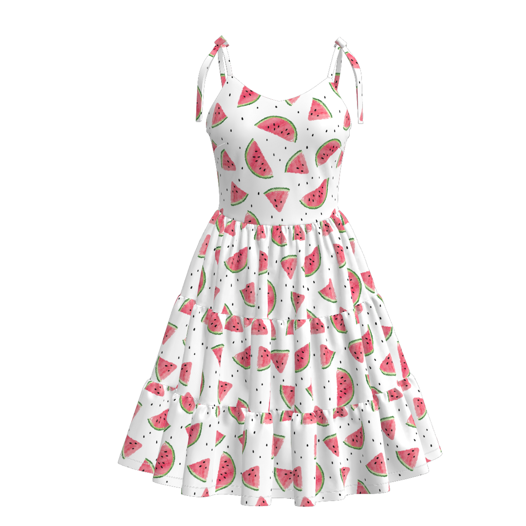 Women's summer Bow tie-up twirl dress