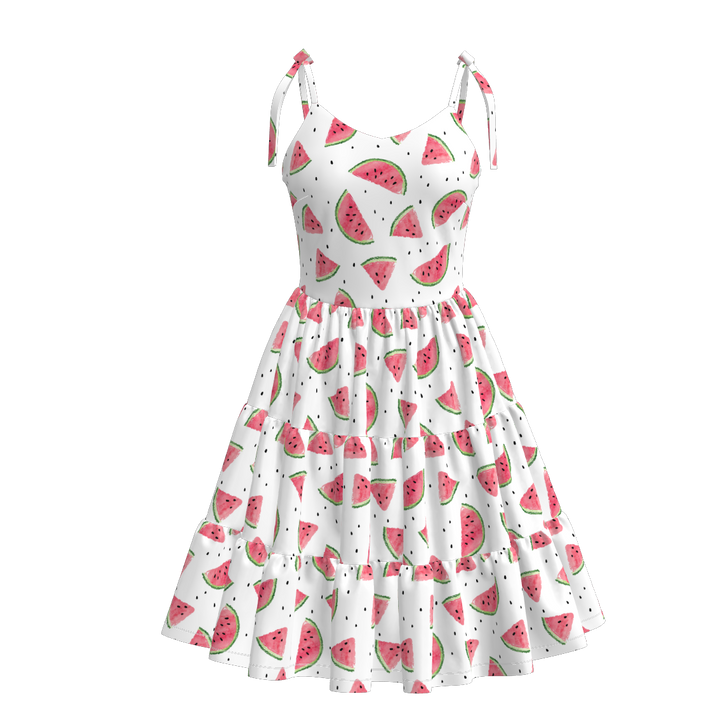Women's summer Bow tie-up twirl dress