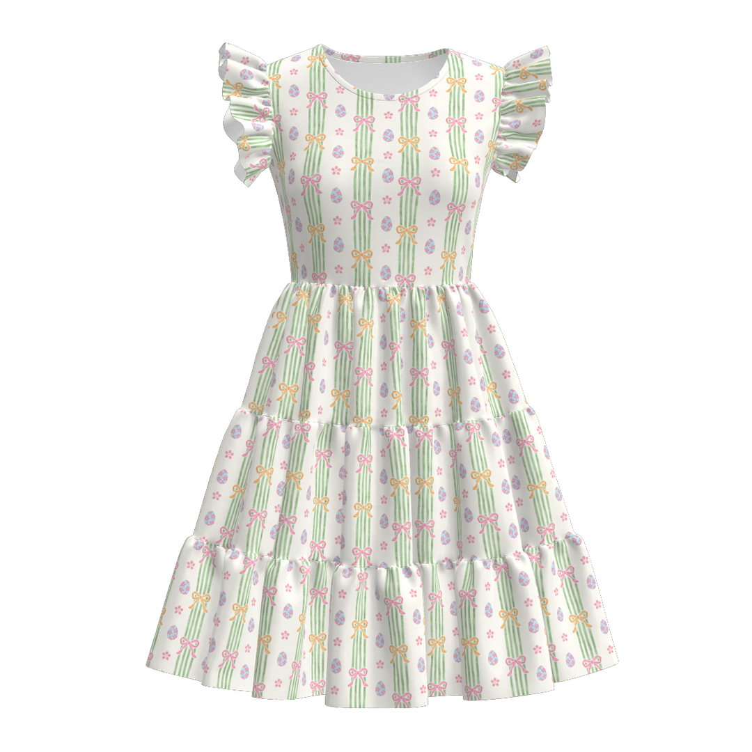 Easter all-over printed splicing dress for women