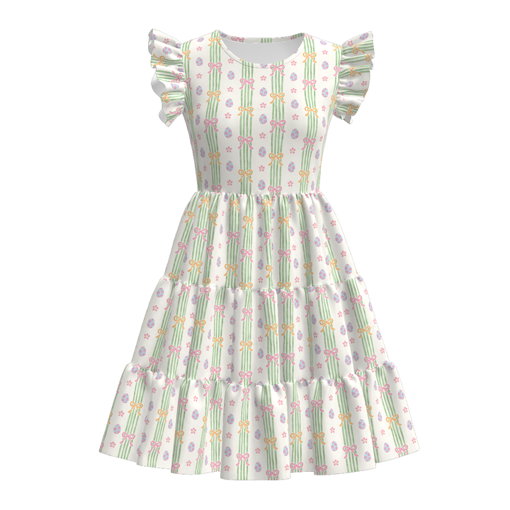 Easter all-over printed splicing dress for women